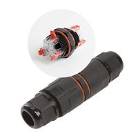 Кабельный коннектор I-образный 3 контактный, с пружинным зажимом Feron LD535 IP68 черный картинка 